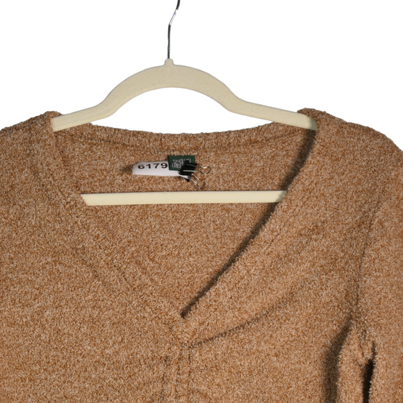 Wild Fable Sweater Women Small Heathered Brown Ruched Casual Cozy Soft Cropped - Picture 4 of 8